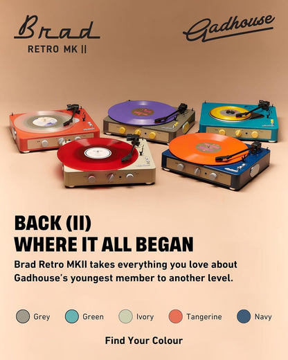 Brad Mkii Record Player (Built-In Bluetooth 5.0 & Pitch Control) (Grey)