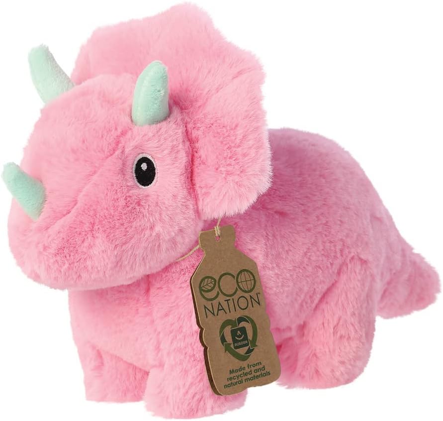 Aurora, 35057, Eco Nation Trix Triceratops Dinosaur, 8In, Soft Toy, Pink