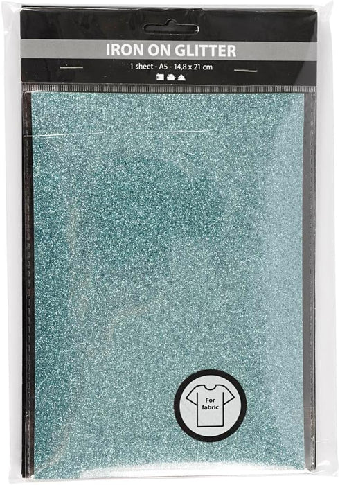 Opstrijkfolie, A5 14,8x21 cm, kleuren assorti, glitter, 6vellen