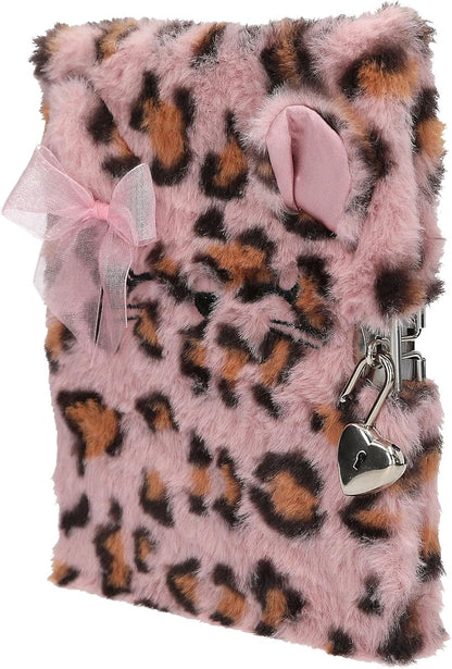 Depesche 13357 TOPModel Cosy Cat - Dagboek met slot, dagboek met leo bont in roze-bruin, 96 gelinieerde en geïllustreerde pagina's voor aantekeningen