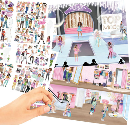 Depesche 13423 TOPModel Stickerworld - Stickerboek met 16 gedetailleerde achtergrondpagina's en 6 pagina's met accessoirestickers