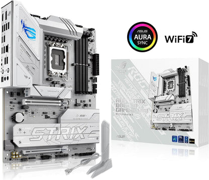 ASUS ROG Strix B860-A Gaming WiFi ATX motherboard, Advanced AI PC-ready, 14+1+2+1 power stages,DDR5 slots, PCIe 5.0, four M.2 slots, WiFi 7, AI Networking II, Aura Sync RGB lighting.