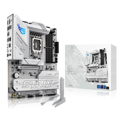 ASUS ROG Strix B860-A Gaming WiFi ATX motherboard, Advanced AI PC-ready, 14+1+2+1 power stages,DDR5 slots, PCIe 5.0, four M.2 slots, WiFi 7, AI Networking II, Aura Sync RGB lighting.