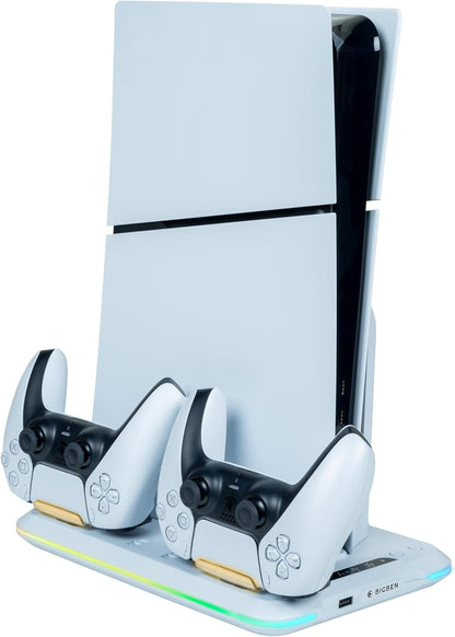Nacon Charging Station With Fan Rgb/Usb Hub/Fan, White Ps5 Slim