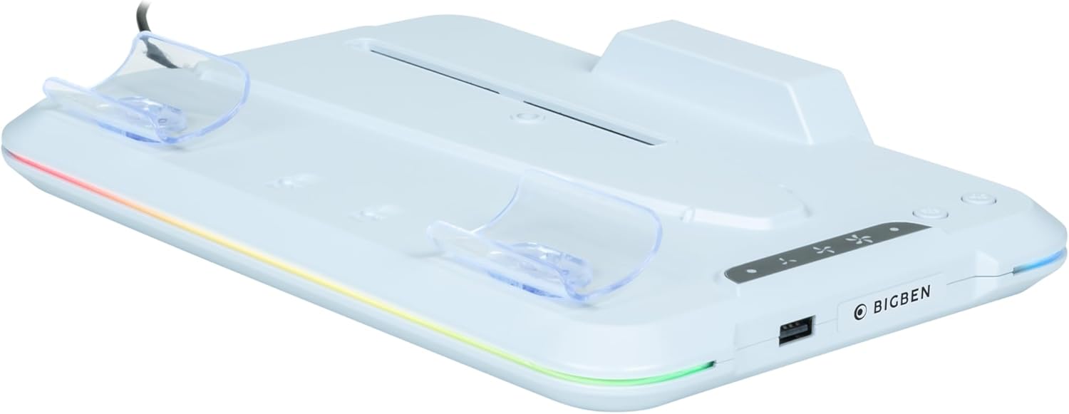 Nacon Charging Station With Fan Rgb/Usb Hub/Fan, White Ps5 Slim