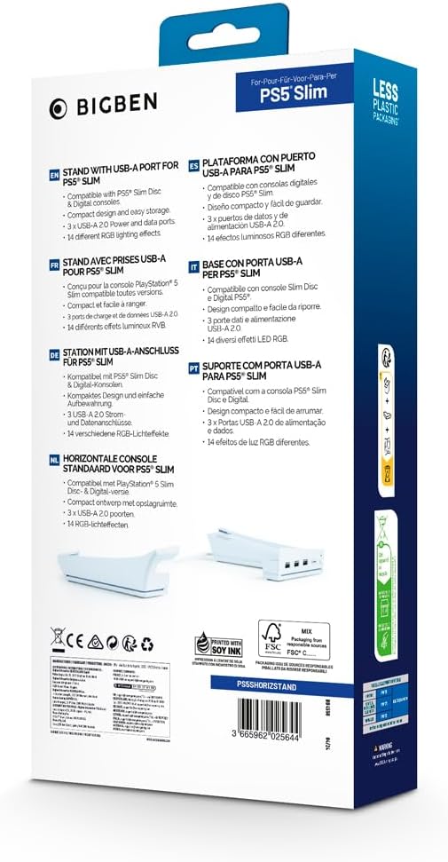 Playstation 5 Slim dockingstation voor opladen en gegevensoverdracht, compatibel met digitale consoles en harde schijven. Nacon