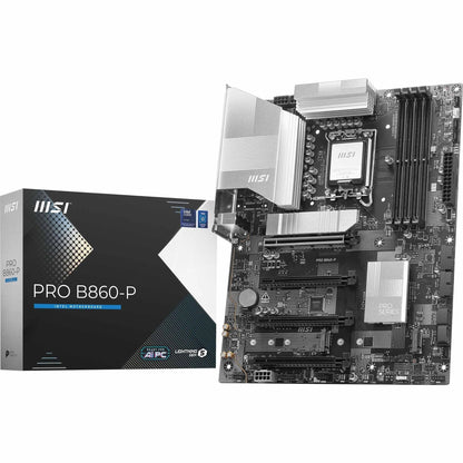 MSI PRO B860-P Motherboard, ATX - Supports Intel Core Ultra Processors (Series 2), LGA 1851-12 DRPS, DDR5 Memory Boost (8600+ MT/s OC), PCIe 5.0 x16 & 4.0 x16, M.2 Gen5, 5G LAN