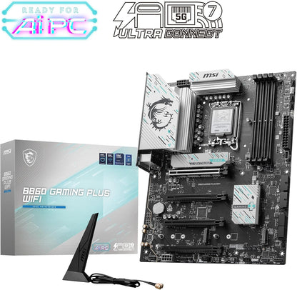 MSI B860 GAMING PLUS WIFI Motherboard, ATX - Supports Intel Core Ultra Processors (Series 2), LGA 1851 - DDR5 Memory Boost 8600+ MT/s (OC), PCIe 5.0 x16 x16, M.2 Gen5, Intel Killer 5G LAN, Wi-Fi 7