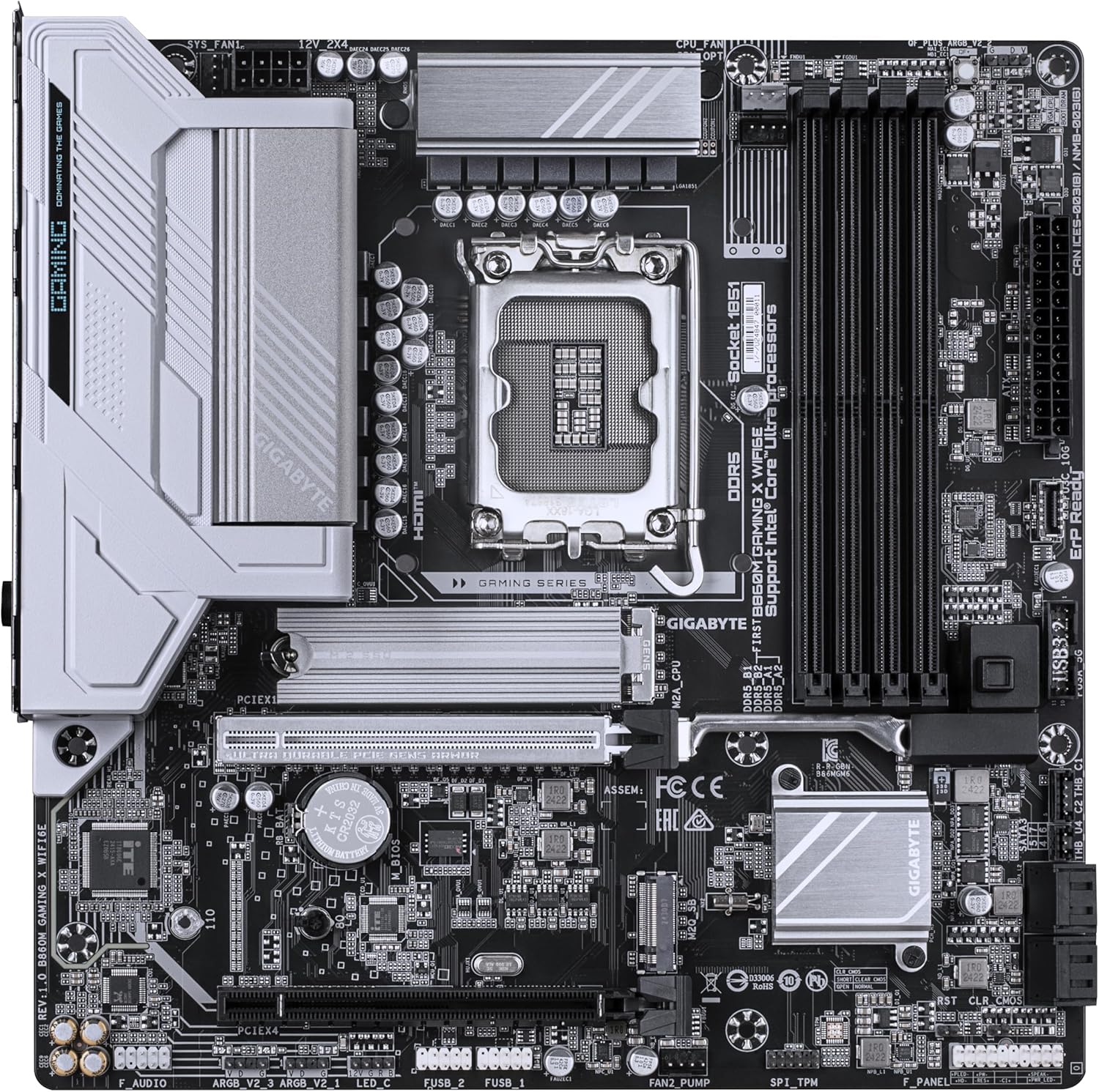 GIGABYTE B860M GAMING X WIFI6E Motherboard - Intel Core Ultra Series CPUs, 8+1+2+2 Phases VRM, up to 9200MHz DDR5, 1xPCIe 5.0 + 1xPCIe 4.0 M.2, 2.5GbE LAN, WIFI 6E, USB 4