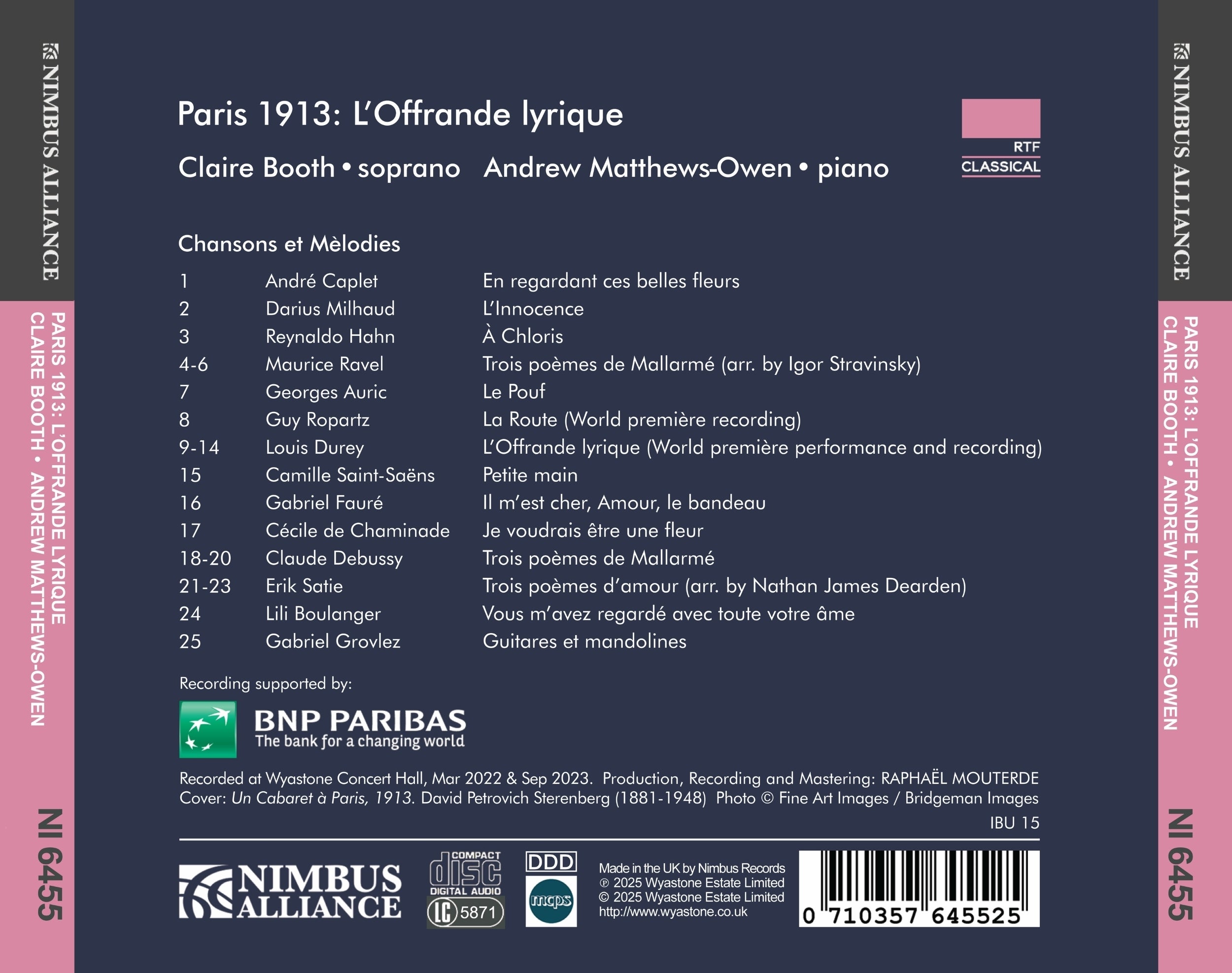 Paris 1913: L'Offrande Lyrique