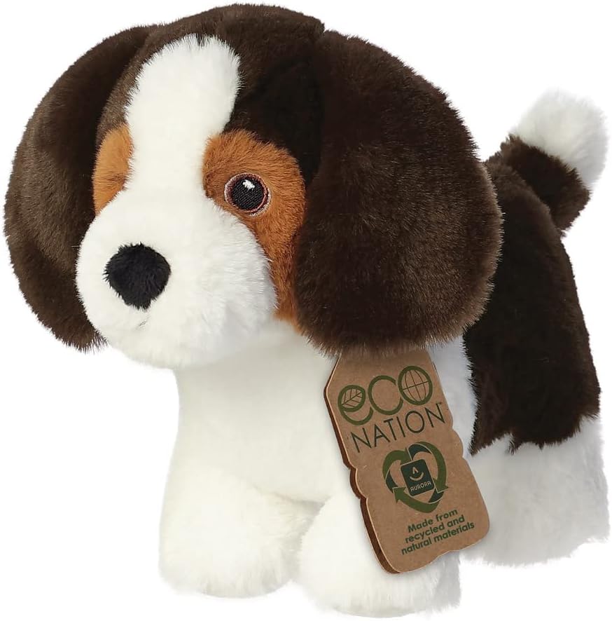 Aurora, 35047, Eco Nation Beagle Dog, 8In, Soft Toy, Black & White