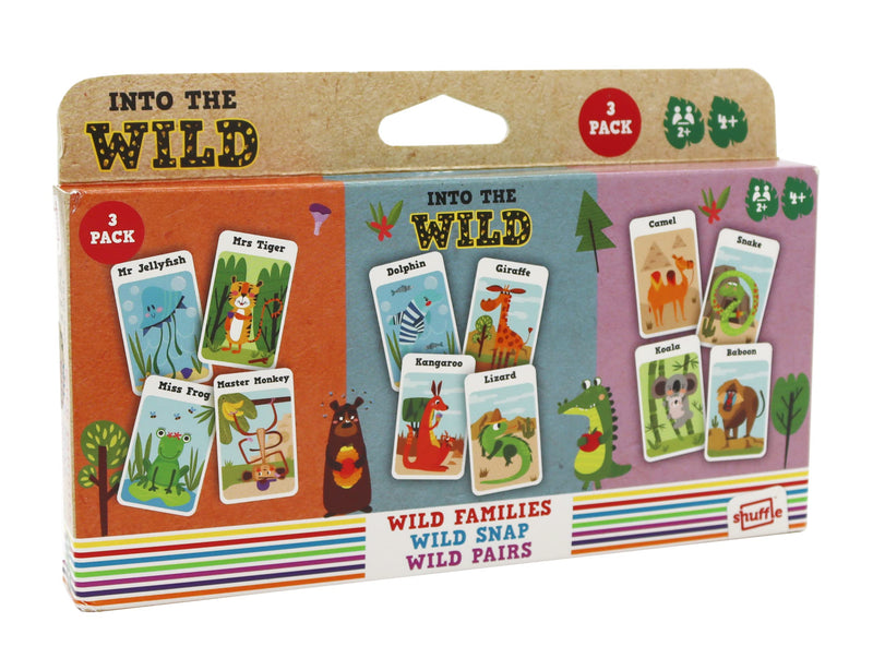 Shuffle Into The Wild 3 Juegos de Cartas para niños - Snap, familias y Parejas, fomenta la Memoria de Tus Hijos, Habilidades de combinación y coordinación, para Mayores de 3 años