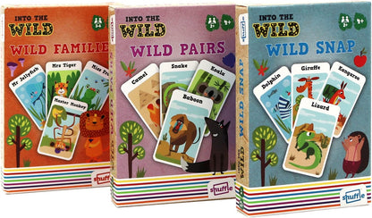 Shuffle Into The Wild 3 Juegos de Cartas para niños - Snap, familias y Parejas, fomenta la Memoria de Tus Hijos, Habilidades de combinación y coordinación, para Mayores de 3 años