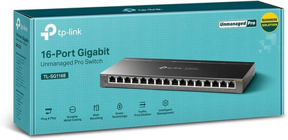 TP-Link Managed Network Switch 16-Port Gigabit, Support QoS VLAN IGMP Snooping, Network Monitoring through Web Interface(TL-SG116E)