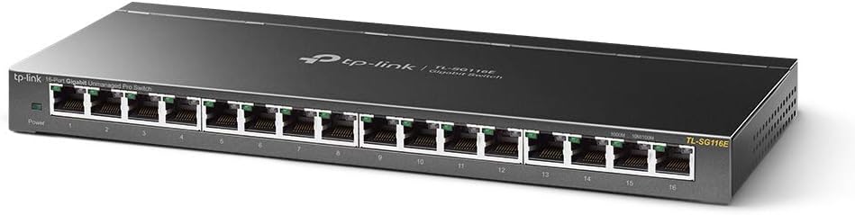 TP-Link Managed Network Switch 16-Port Gigabit, Support QoS VLAN IGMP Snooping, Network Monitoring through Web Interface(TL-SG116E)