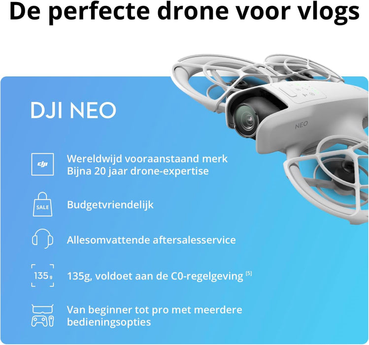 DJI Neo Fly More Combo, Mini drone met 4K UHD-camera voor volwassenen, een zelf-vliegende drone van 135 g die u volgt, opstijgen vanaf uw palm, onderwerp volgen met AI, met RC-N3 en 3 batterijen