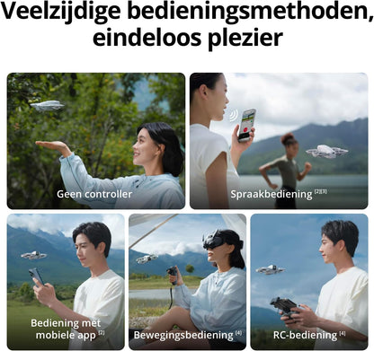 DJI Neo Fly More Combo, Mini drone met 4K UHD-camera voor volwassenen, een zelf-vliegende drone van 135 g die u volgt, opstijgen vanaf uw palm, onderwerp volgen met AI, met RC-N3 en 3 batterijen