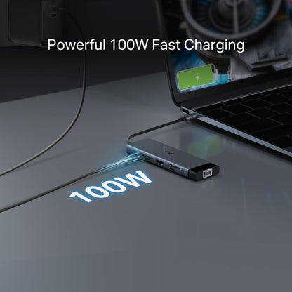TP-Link UH9120C 9 in 1 USB C Hub, USB C to HDMI Docking Station, 4K HDMI Adapter, 3 USB-A Data Ports Dock, 100W Power, SD, USB C 3.0 Multiport Adapter, Aluminum USB Type C Splitter for PC/Xbox