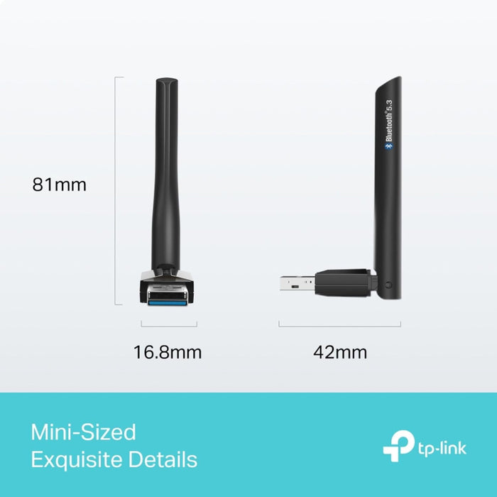 TP-Link Long Range USB Bluetooth Adapter PC, Bluetooth 5.3 USB Adapter, Adjustable, Multi-Directional Antenna, Versatile Wireless Connectivity, Works with Windows 11/10/8.1/7 (UB500 Plus)