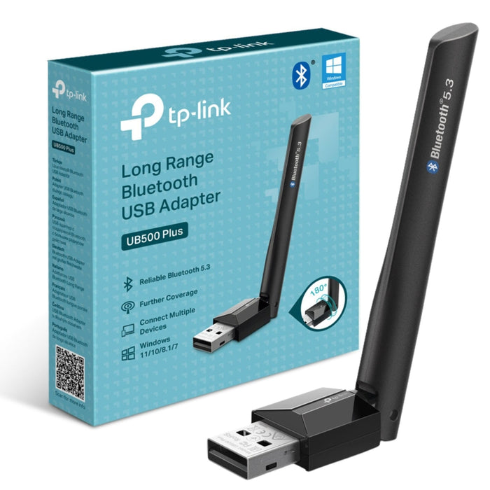 TP-Link Long Range USB Bluetooth Adapter PC, Bluetooth 5.3 USB Adapter, Adjustable, Multi-Directional Antenna, Versatile Wireless Connectivity, Works with Windows 11/10/8.1/7 (UB500 Plus)