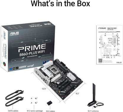 ASUS PRIME B860-PLUS WIFI Intel ATX motherboard, 8+1+1+1 80A DrMOS power stages, DDR5, PCIe 5.0, 2xM.2 slots, Realtek 2.5Gb Ethernet, Wi-Fi 6E, DisplayPort, HDMI, USB 20Gbps Type-C