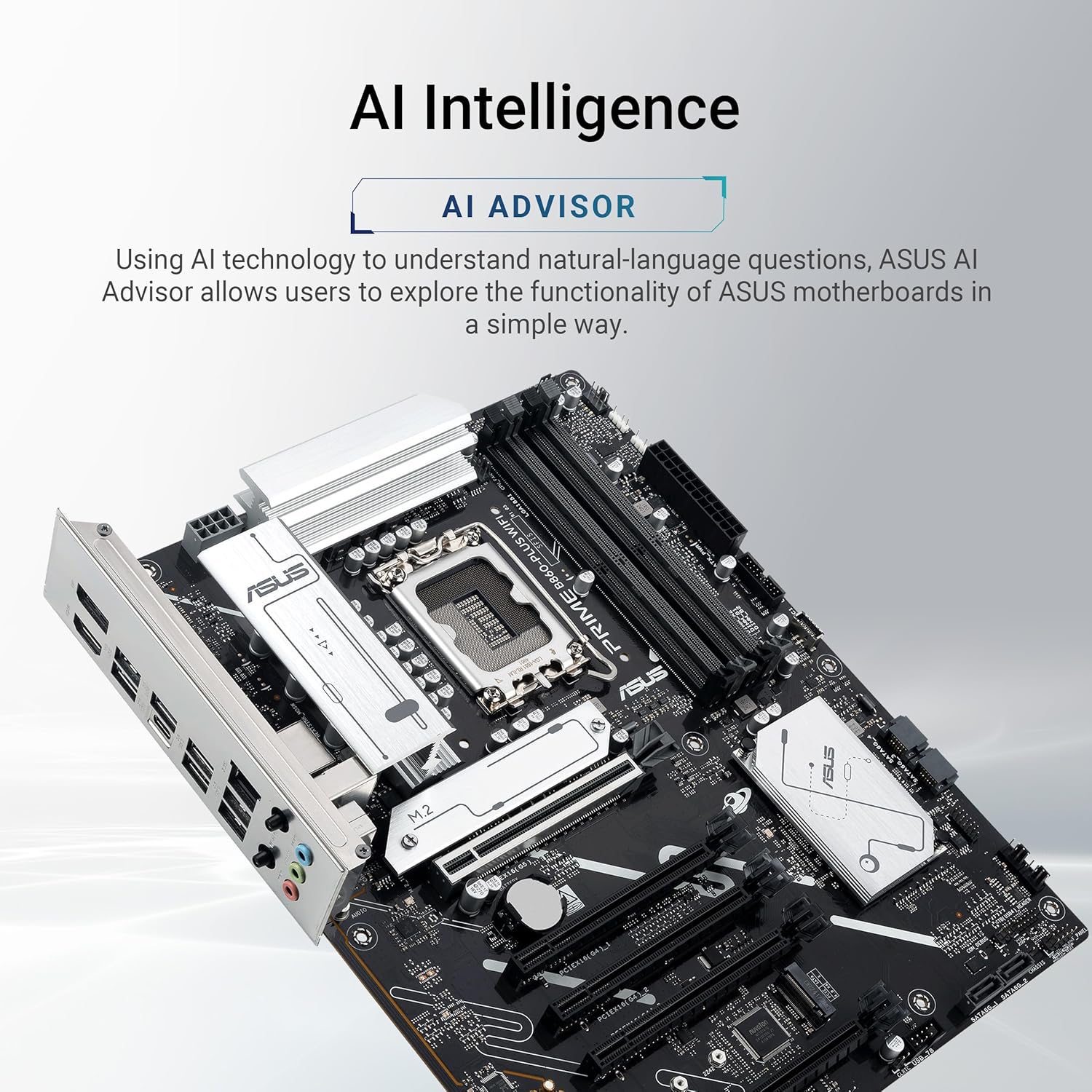 ASUS PRIME B860-PLUS WIFI Intel ATX motherboard, 8+1+1+1 80A DrMOS power stages, DDR5, PCIe 5.0, 2xM.2 slots, Realtek 2.5Gb Ethernet, Wi-Fi 6E, DisplayPort, HDMI, USB 20Gbps Type-C