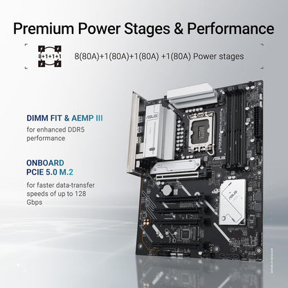 ASUS PRIME B860-PLUS WIFI Intel ATX motherboard, 8+1+1+1 80A DrMOS power stages, DDR5, PCIe 5.0, 2xM.2 slots, Realtek 2.5Gb Ethernet, Wi-Fi 6E, DisplayPort, HDMI, USB 20Gbps Type-C