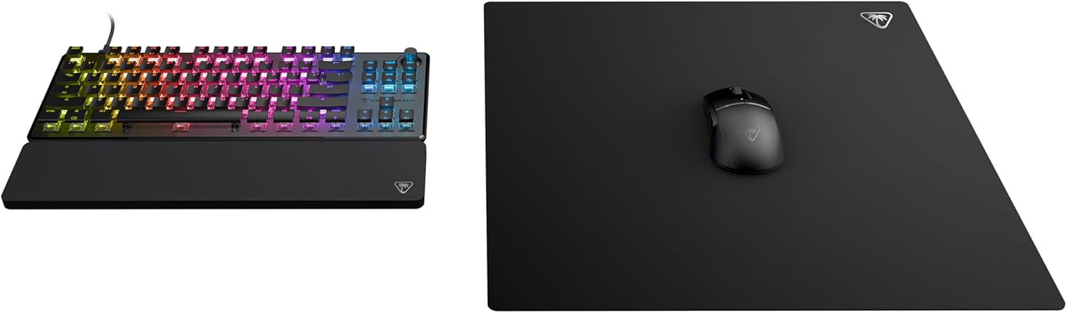 Turtle Beach Sense Core vierkante pc-gamingmuismat, antislip rubberen achterkant, gebalanceerd micro-geweven stoffen oppervlak, glad, duurzaam, medium - zwart