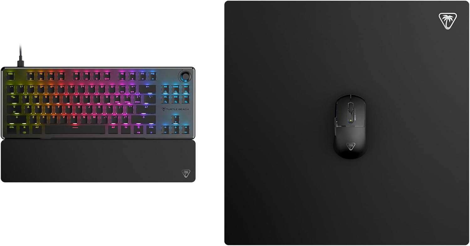 Turtle Beach Sense Core vierkante pc-gamingmuismat, antislip rubberen achterkant, gebalanceerd micro-geweven stoffen oppervlak, glad, duurzaam, medium - zwart