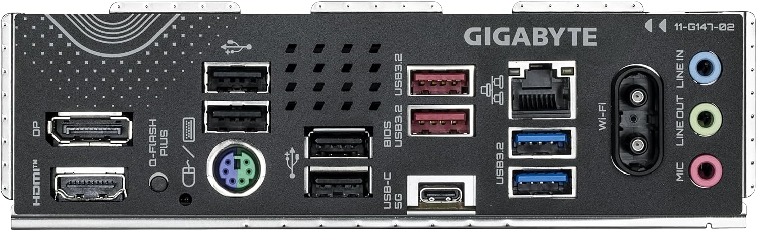 GIGABYTE B850 GAMING WIFI6 Motherboard - AMD Ryzen 9000 Series CPUs, 6+2+2 Phasen Digital VRM, up to 8200MHz DDR5 (OC), 1xPCIe 5.0 + 2xPCIe 4.0 M.2, GbE LAN, WIFI 6, USB 3.2 Gen 2