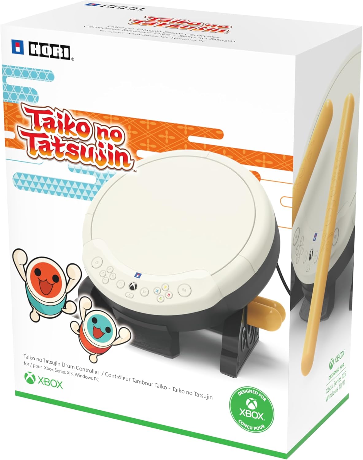 HORI Taiko No Tatsujin Drum Controller Designed for Xbox Series X|S, Xbox One, and Windows 11/10 - Officially Licensed by Microsoft & Bandai Namco