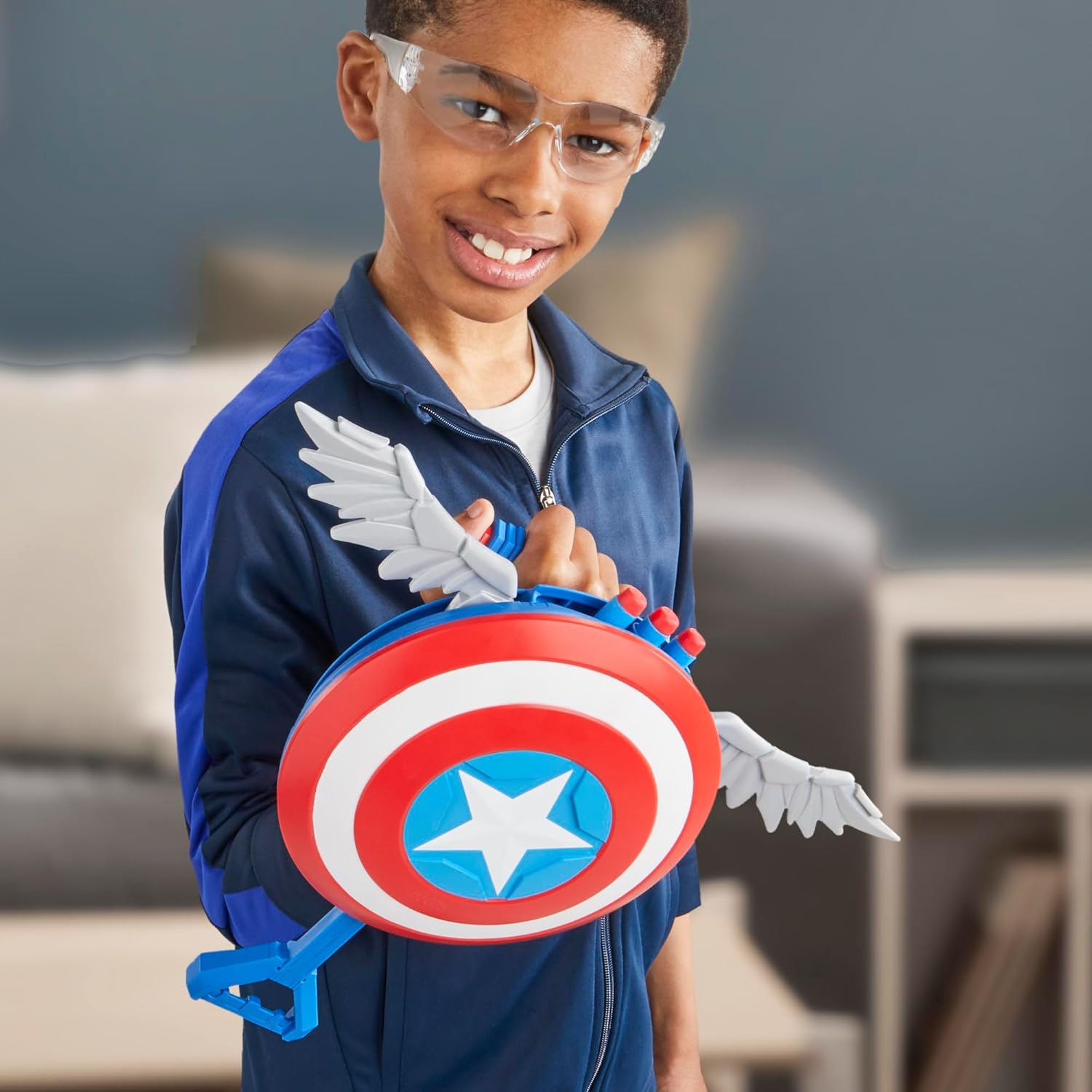 Marvel Studios Captain America Brave New World NERF Skyshot Blaster, Shield Roleplay Toy