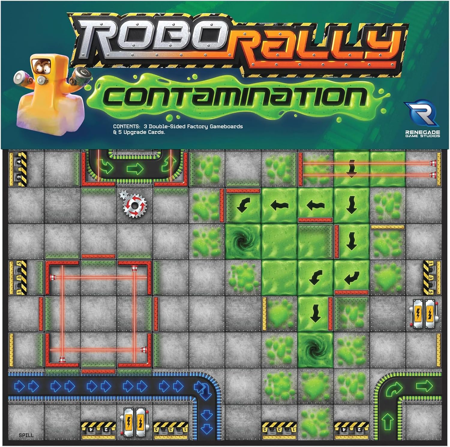 Renegade Game Studios Robo Rally Contamination Expansion, Juego de Carreras Estratégico, 2-6 Jugadores, 45-90 Minutos, Edad 12+