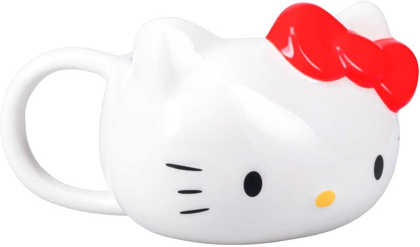 Paladone Hello Kitty - Tazza in ceramica a forma di gatto con classico fiocco rosso, accessorio da scrivania per ufficio e scuola, idea regalo, PP13154HK