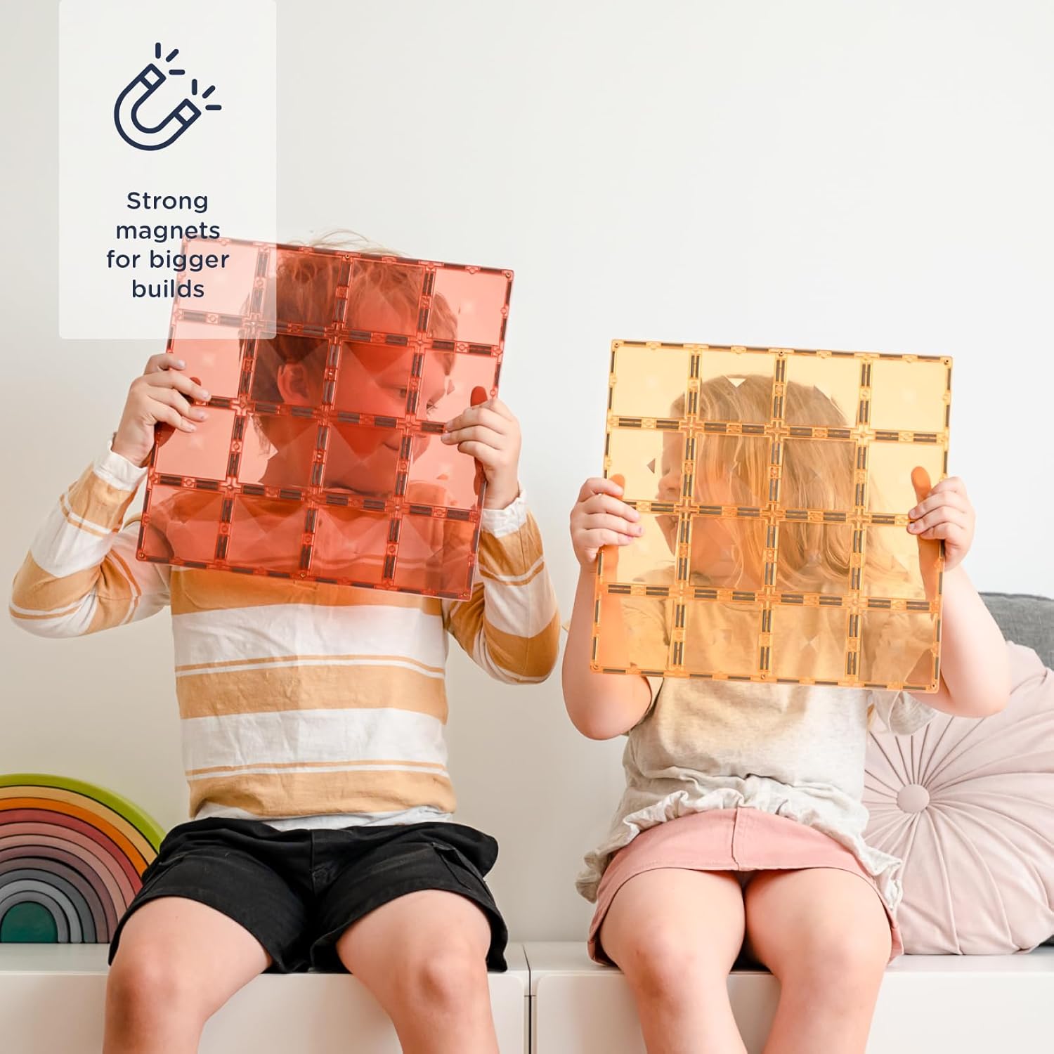 CONNETIX Bord met pastelkleuren, citroen en perzik, 2 stuks