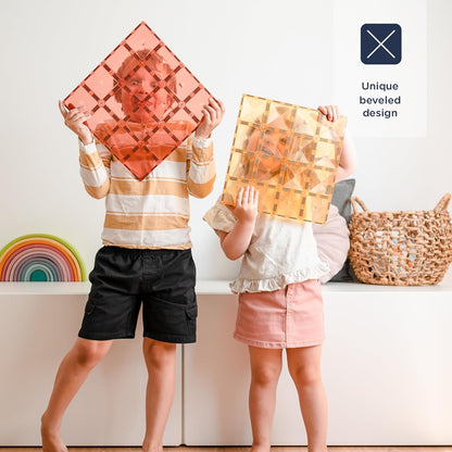 CONNETIX Bord met pastelkleuren, citroen en perzik, 2 stuks