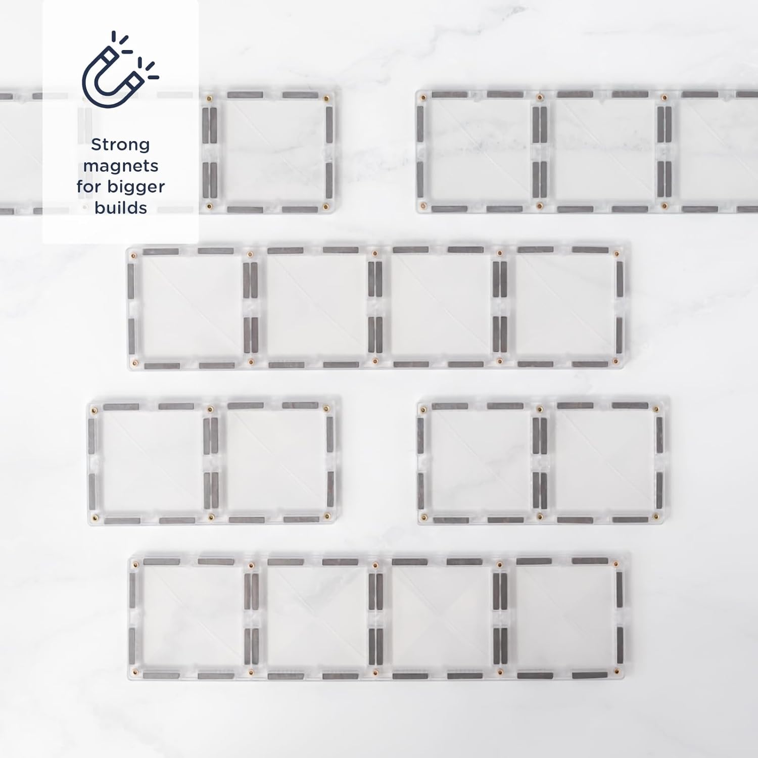 Connetix - Rectangle Pack - 12 Pieces - Clear (Ct-C-00012-Re)