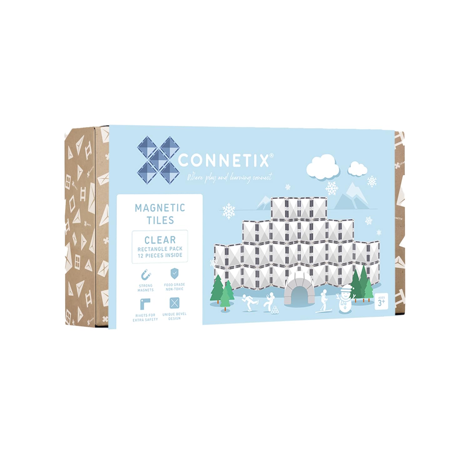 Connetix - Rectangle Pack - 12 Pieces - Clear (Ct-C-00012-Re)