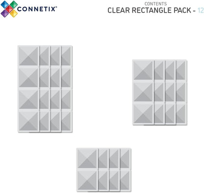 Connetix - Rectangle Pack - 12 Pieces - Clear (Ct-C-00012-Re)