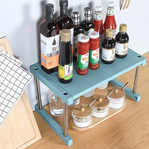 Multifunctional Kitchen Folding Single Layer Shelf Seasoning Rack Storage Rack Kitchen Bathroom Utility Tool (Color : C