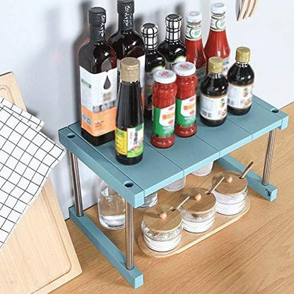 Multifunctional Kitchen Folding Single Layer Shelf Seasoning Rack Storage Rack Kitchen Bathroom Utility Tool (Color : C