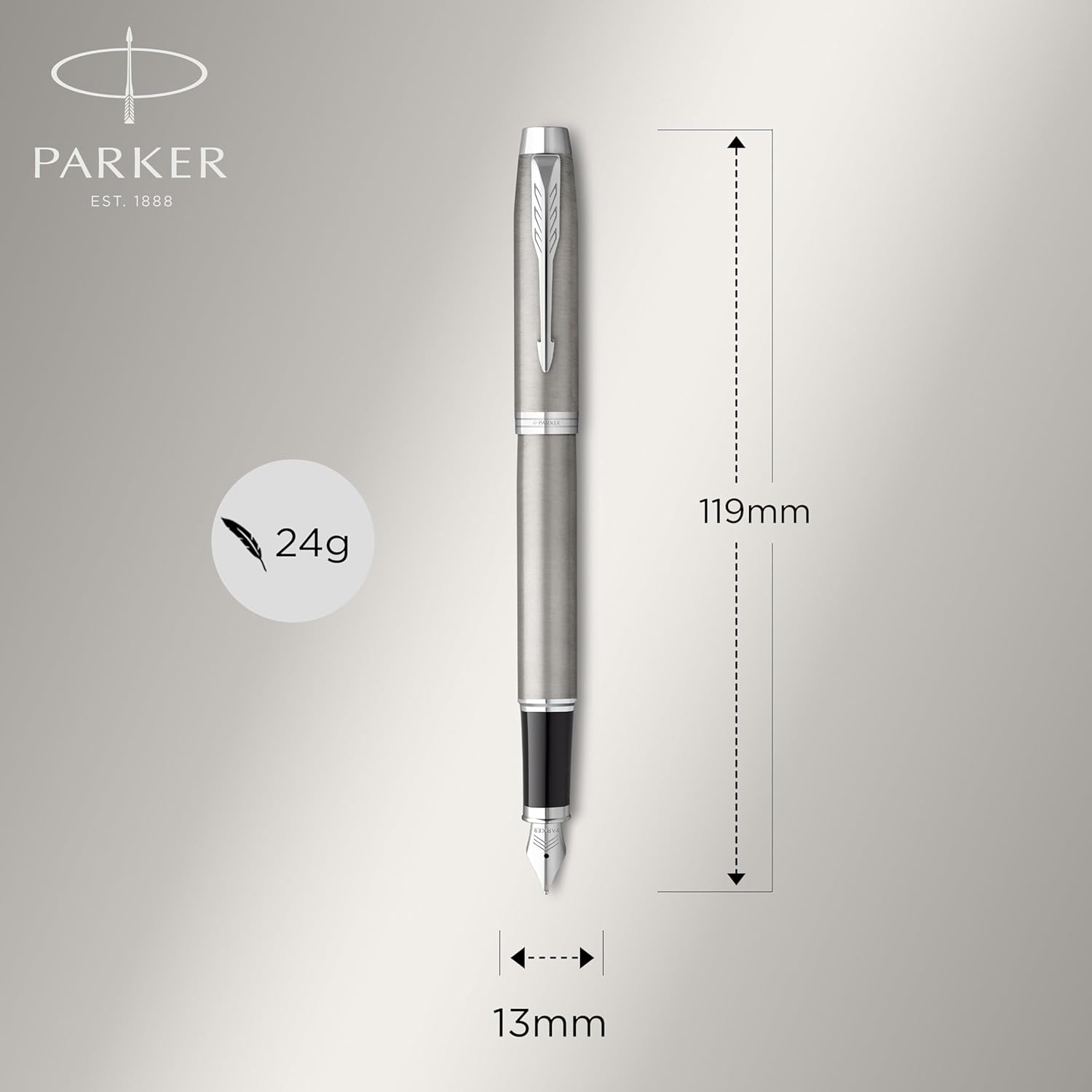 Parker IM Duo Pen Gift Set | Stilografica, penna a sfera e astuccio per penna | Finitura in acciaio inox con finiture cromate | Punta media | Ricariche inchiostro blu | Regali di laurea perfetti