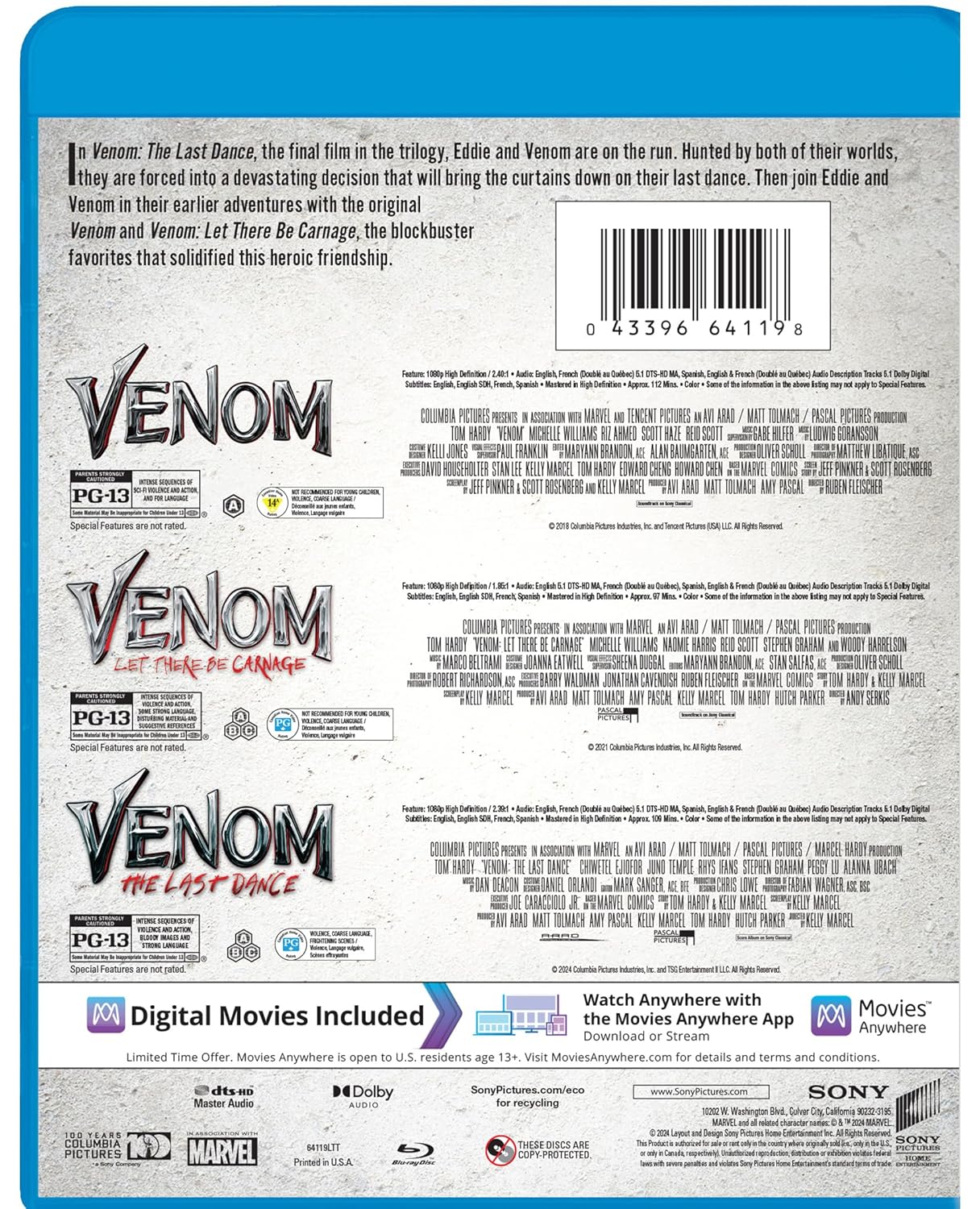 Venom 3-Movie Collection – Blu-ray Multi-feature + Digital