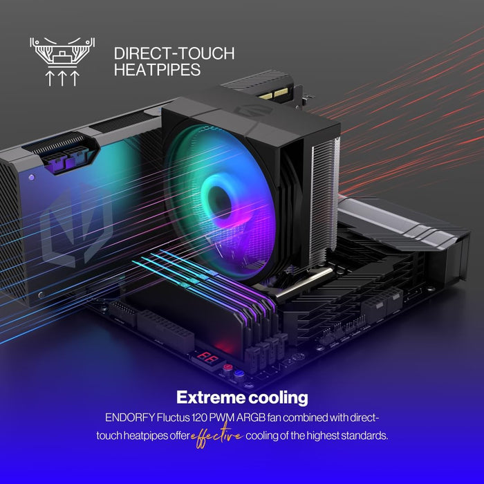ENDORFY Spartan 5 MAX ARGB, CPU Cooler with Fan 120 mm, Compact Design, Bright ARGB LED Lighting, AM4 Cooler, AM5 CPU Cooler, AM5, AM4, LGA1700, LGA1200, LGA1150, EY3A004