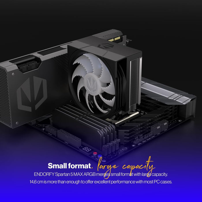 ENDORFY Spartan 5 MAX ARGB, CPU Cooler with Fan 120 mm, Compact Design, Bright ARGB LED Lighting, AM4 Cooler, AM5 CPU Cooler, AM5, AM4, LGA1700, LGA1200, LGA1150, EY3A004