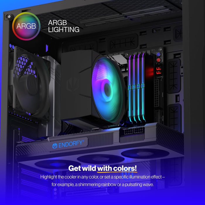 ENDORFY Spartan 5 MAX ARGB, CPU Cooler with Fan 120 mm, Compact Design, Bright ARGB LED Lighting, AM4 Cooler, AM5 CPU Cooler, AM5, AM4, LGA1700, LGA1200, LGA1150, EY3A004