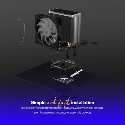 ENDORFY Fera 5 ARGB, CPU Cooler with Fan 120 mm, Fluctus 120 mm ARGB PWM Fan, Includes Thermal Paste, AM4 Cooler, AM5 CPU Cooler, AM4, LGA1700, LGA1200, EY3A007