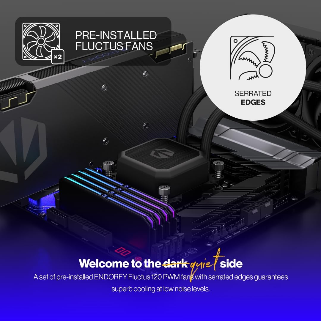 ENDORFY Navis F240, All-in-One Water Cooling, PWM Controlled Pump, 2 x 120 mm Fluctus Fan, Compatible with AM5, AM4, LGA1700, LGA1200, LGA1150, LGA1151, LGA1155, LGA1156 etc., EY3B001