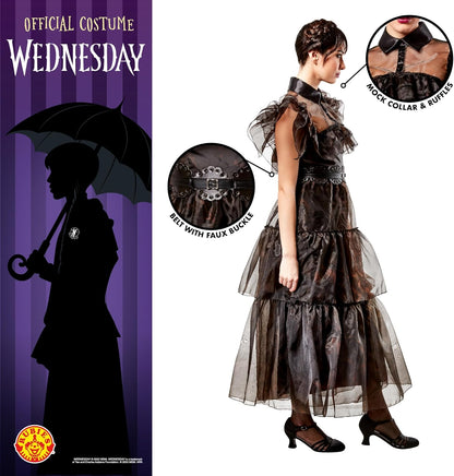 RUBIES Costume Mercoledì Addams Raven Dance per donna, Vestito e cintura, Ufficiale Mercoledì per Halloween, Carnevale, Feste e cosplay