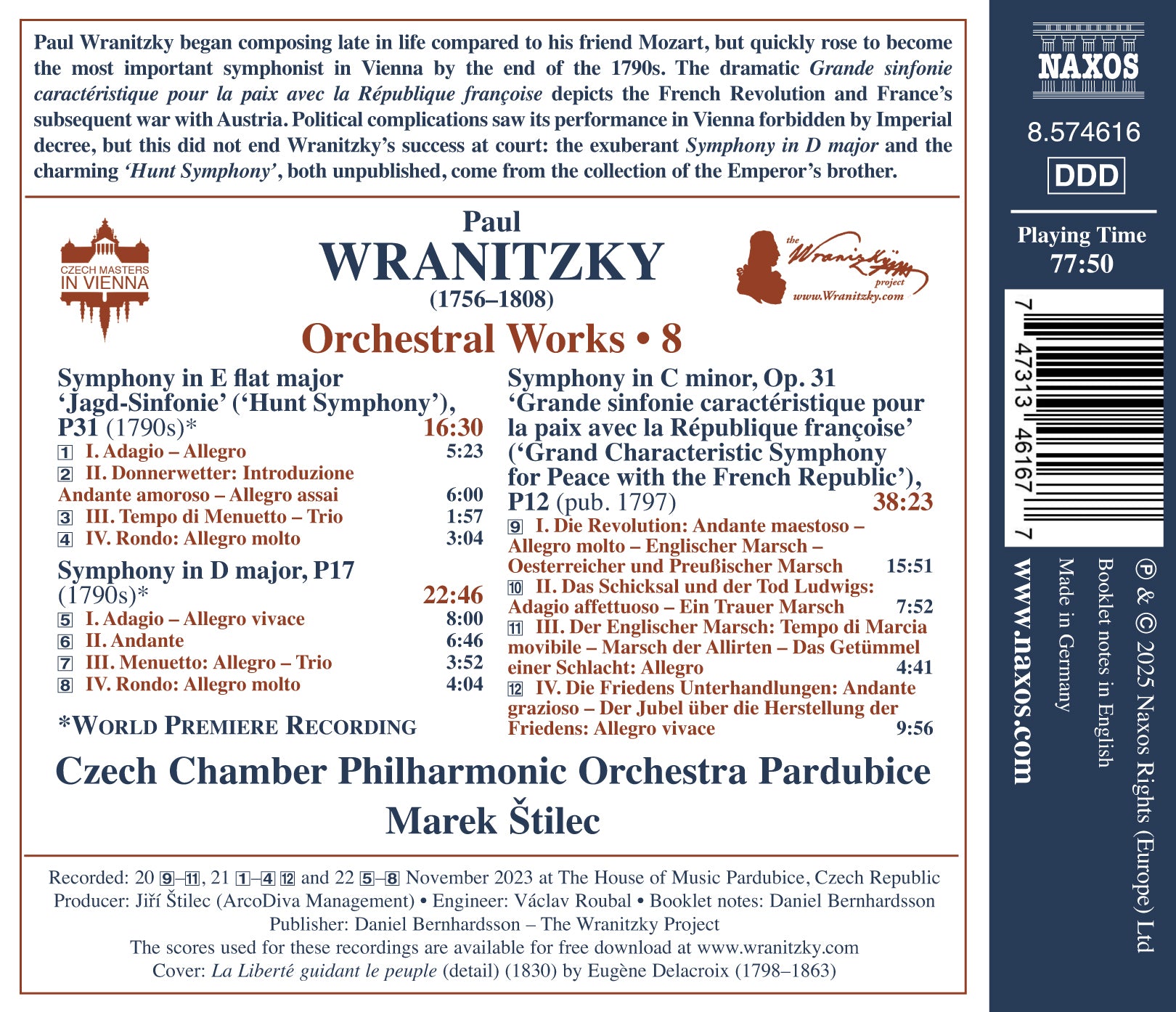 Paul Wranitzky: Orchestral Works - Volume 8